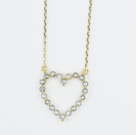 Treasure Jewels Sparkle Heart Necklace Gold
