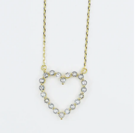 Treasure Jewels Sparkle Heart Necklace Gold
