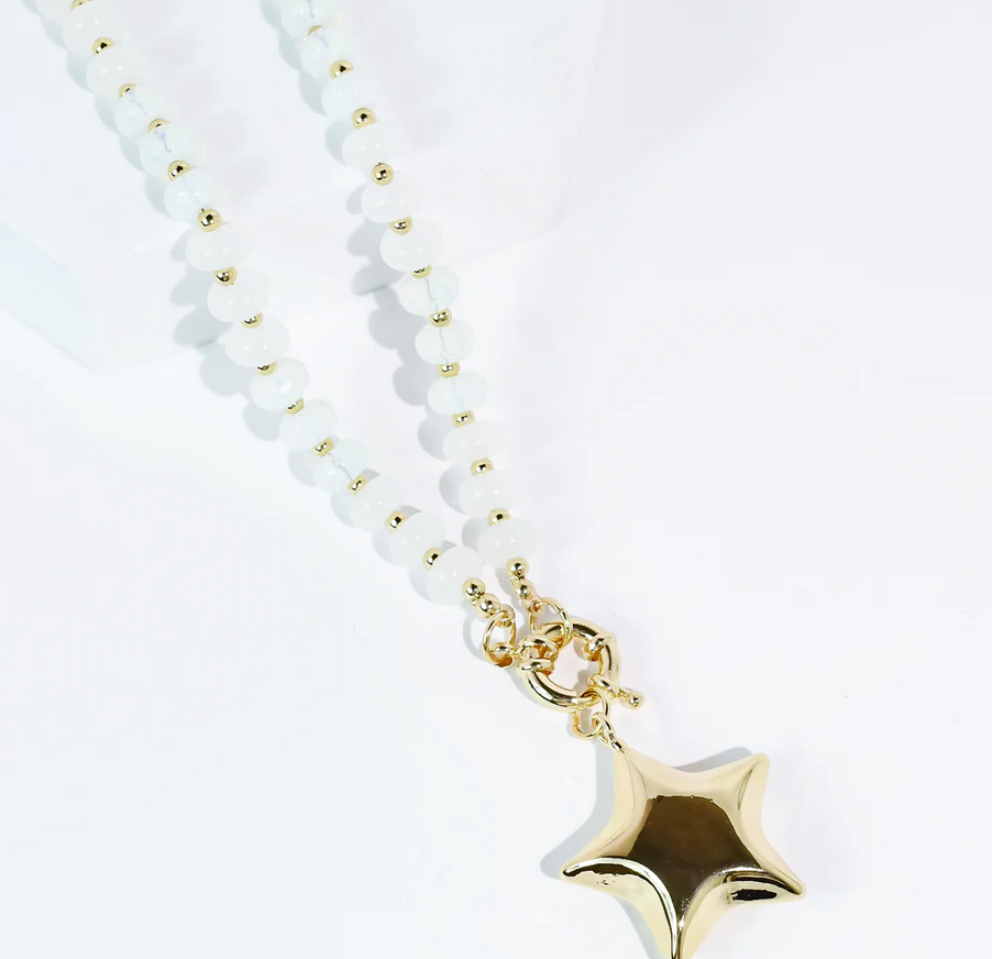 Treasure Jewels Pearl Puff Star Necklace