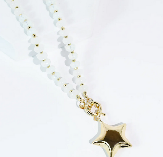 Treasure Jewels Pearl Puff Star Necklace