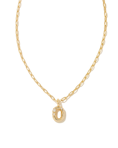 Kendra Scott Crystal Letter O Necklace Gold