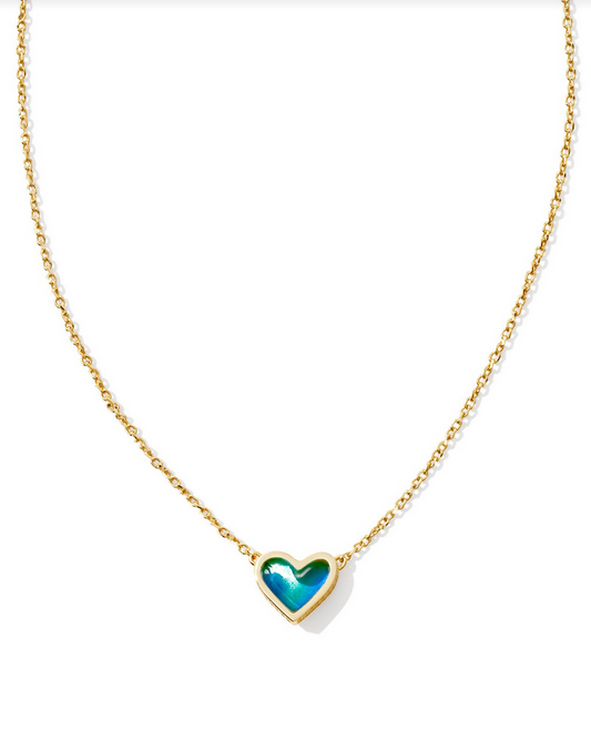 Kendra Scott Framed Ari Heart Pendant Necklace Gold Mood Stone