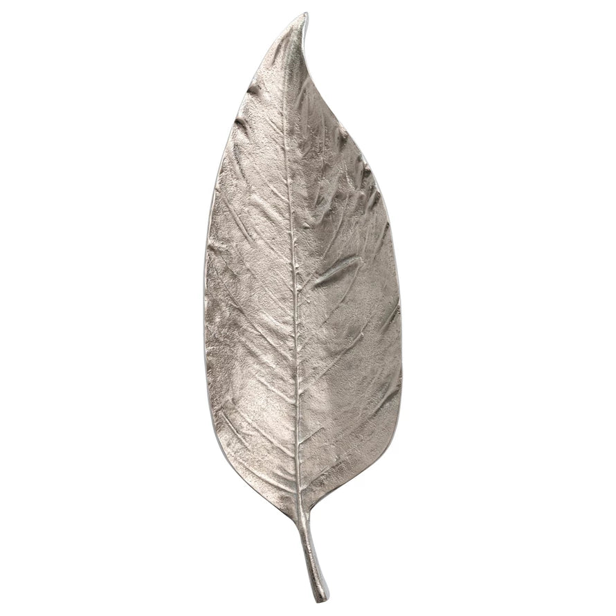 Aluminum Leaf Shaped Tray Nickel Finish