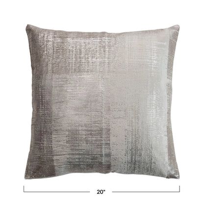 20" Velvet Printed Pillow Silver Foil