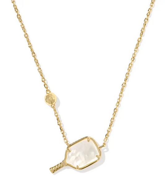 Kendra Scott Pickleball Short Pendant Necklace Gold Ivory MOP