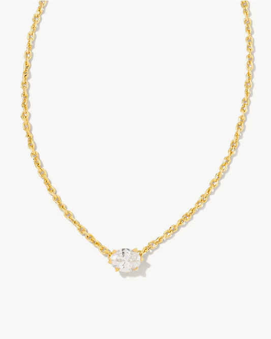 Kendra Scott Cailin Necklace White CZ on Gold (APRIL)