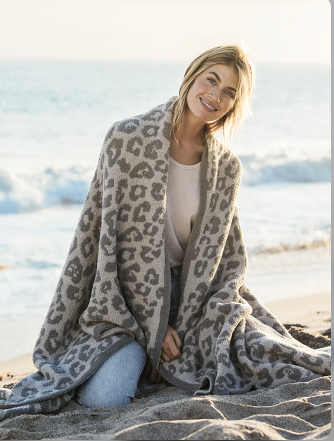 Barefoot Dreams CozyChic® Barefoot in the Wild® Throw Linen/Warm Gray