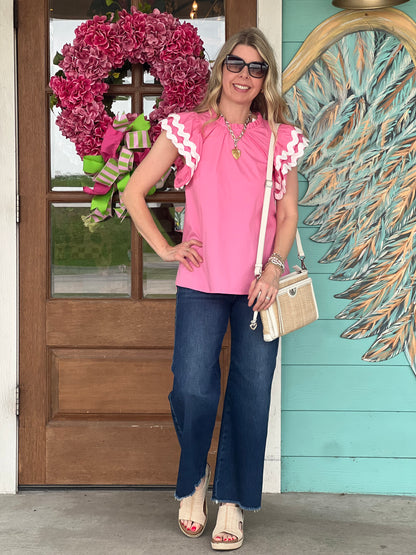 Angie Pink Ric Rac Top