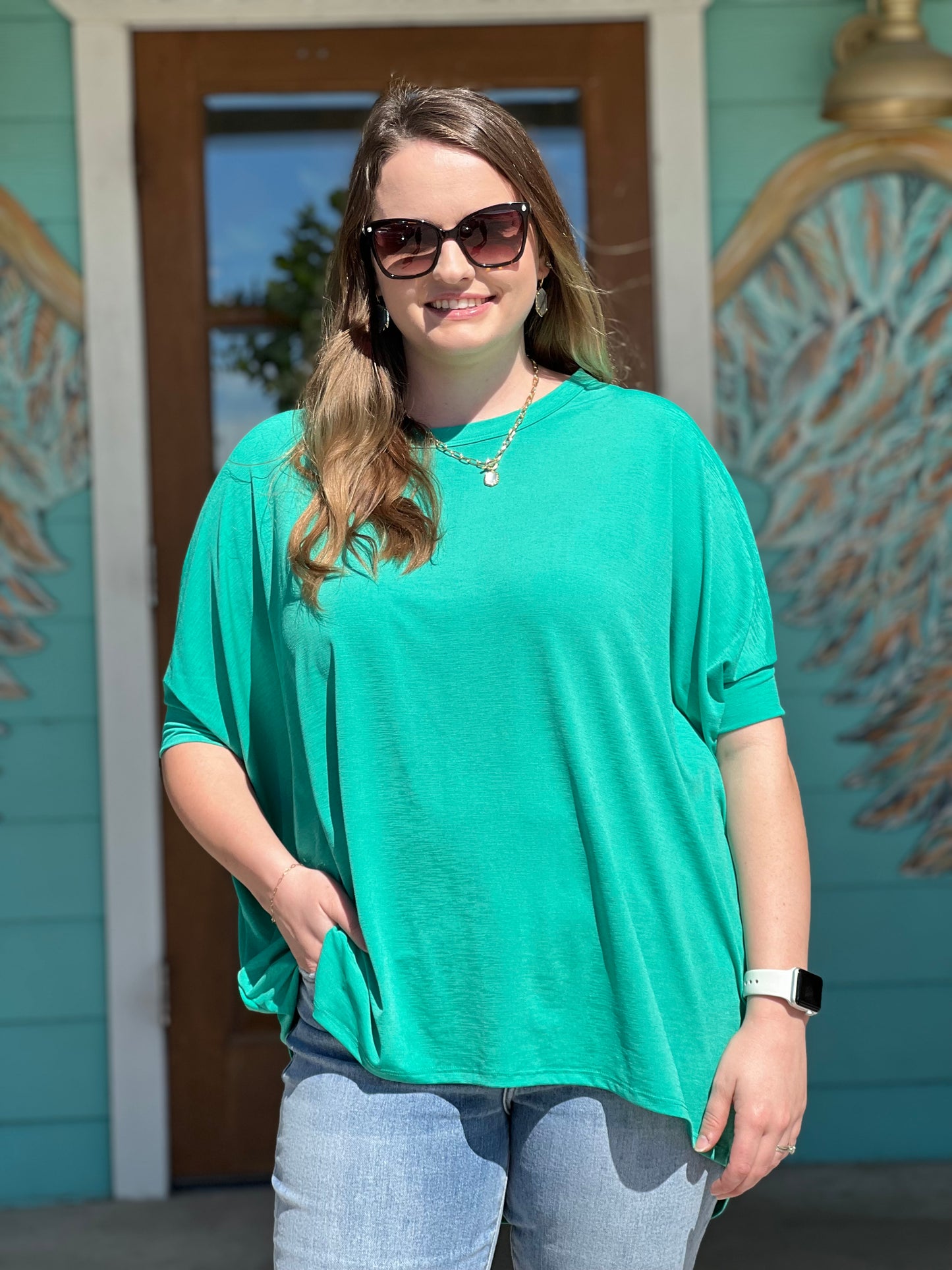 Emerald Green Dolman Tunic Top