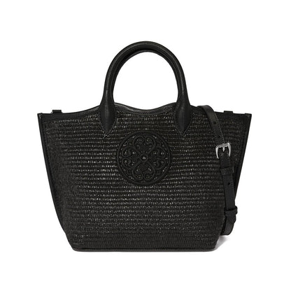 Brighton Ferrara Biancca Black Medium Straw Tote