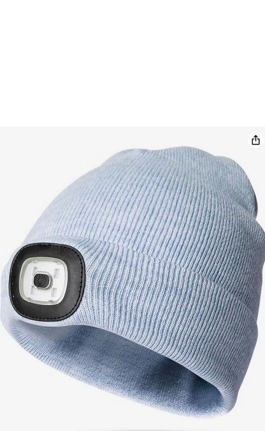 BrightSide Beanie w/LED Rechargeable Hat in Blue Grey