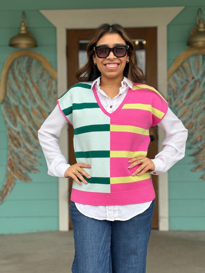 Hannah Mint & Pink Stripe Top