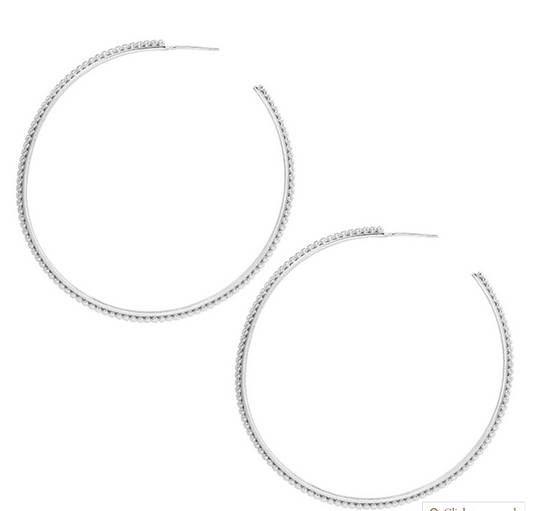 Natalie Wood Large Beaded Hoop Earrings Silver