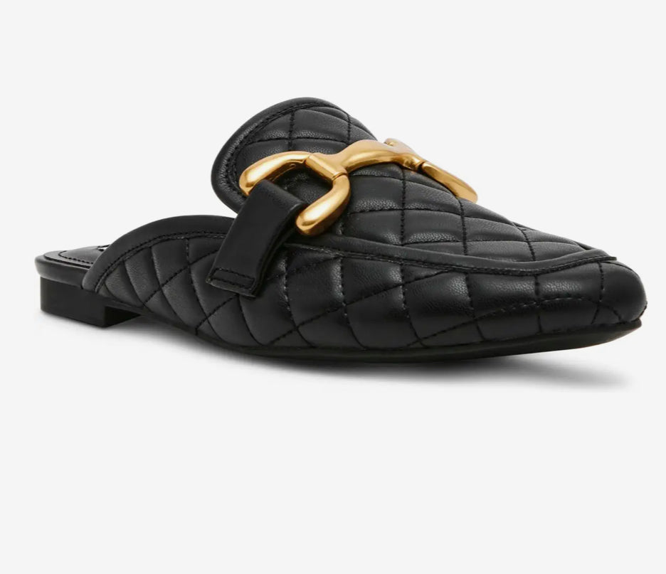 Steve Madden Fortunate Black Quilted Mule