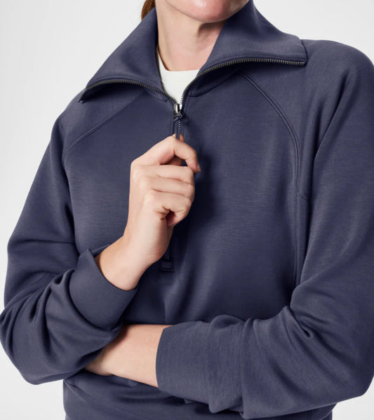 Spanx Air Essentials Half Zip Pullover in Navy