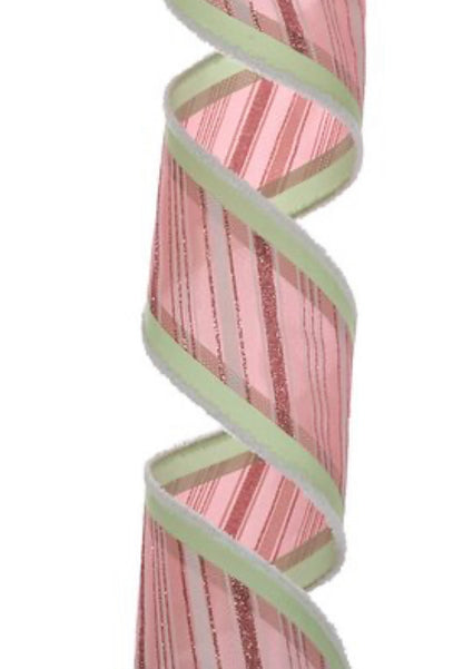 4 x 10yd Green Peppermint Stripe Ribbon