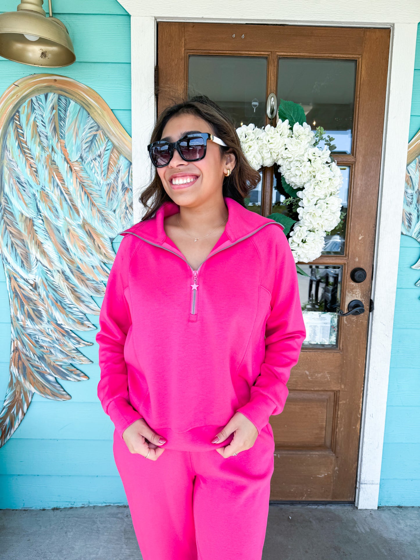 Hot Pink Essential Zip Pullover