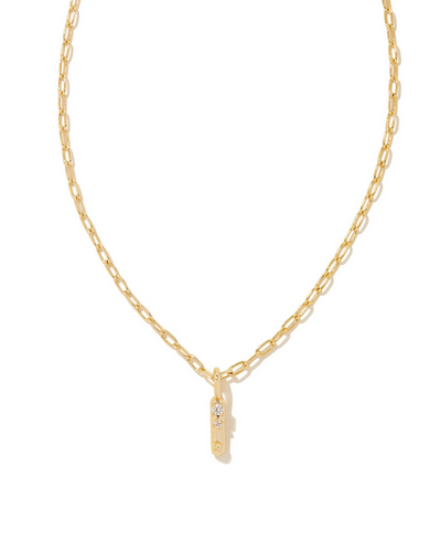 Kendra Scott Crystal Letter I Necklace Gold