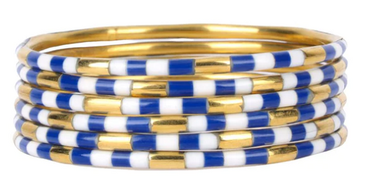 BudhaGirl Blue White Veda Bangles - Set of 6