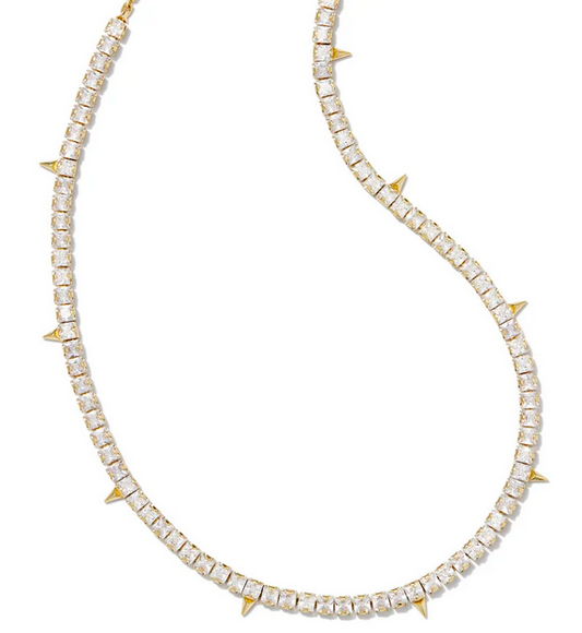 Kendra Scott Jacqueline Tennis NCK Gold White Crystal