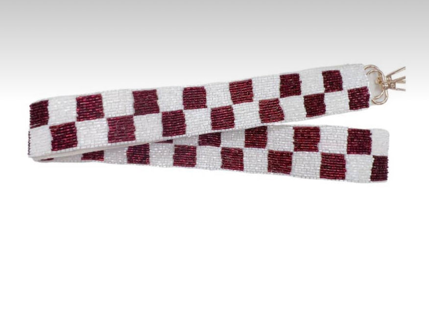 Treasure Jewels Checkered Maroon/White Strap