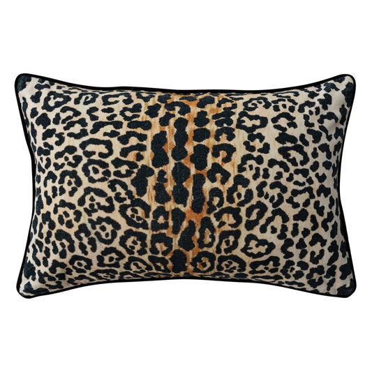 Velvet Leopard Print Lumbar Pillow