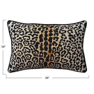 Velvet Leopard Print Lumbar Pillow