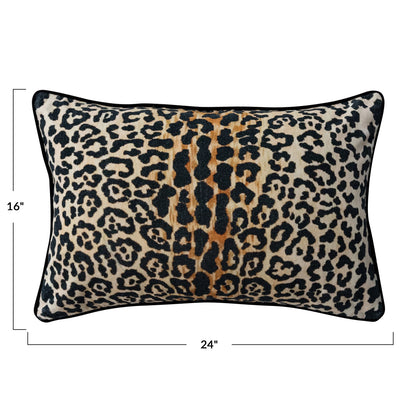 Velvet Leopard Print Lumbar Pillow