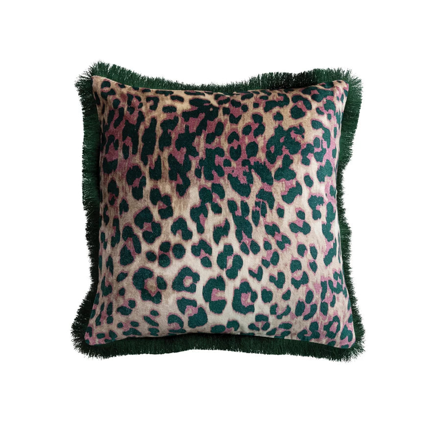 20" Velvet Leopard Print Pillow