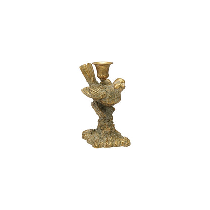 Bird Taper Holder Antique Gold Finish