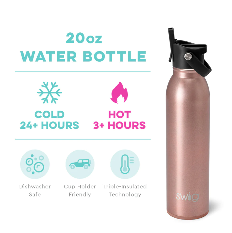 Swig Shimmer Rose Gold Flip & Sip Water Bottle