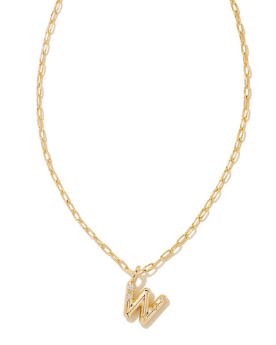 Kendra Scott Crystal Letter W Necklace Gold