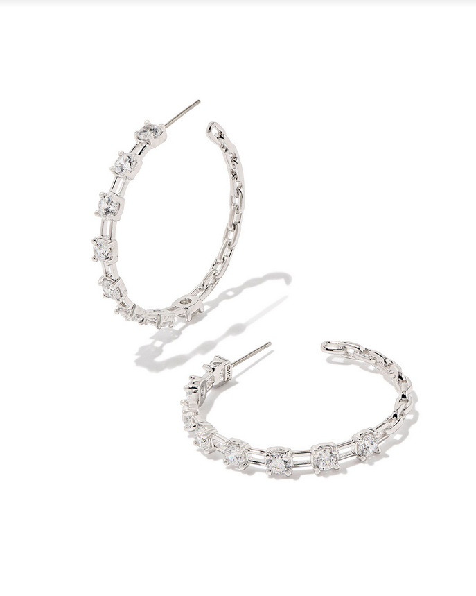 Kendra Scott Lexi Hoop Earring Rhod White Crystal