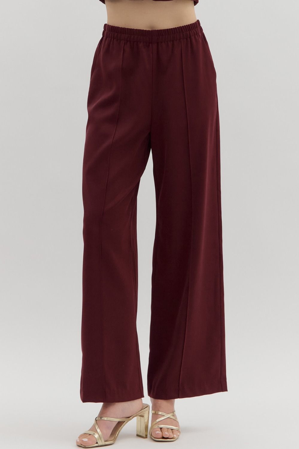 Burgundy Claire Wide Leg Pants