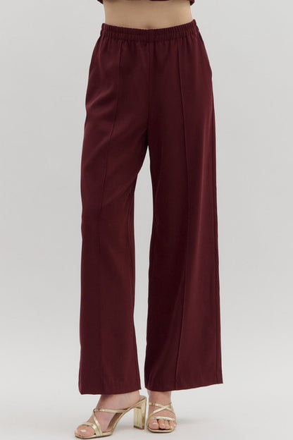 Burgundy Claire Wide Leg Pants