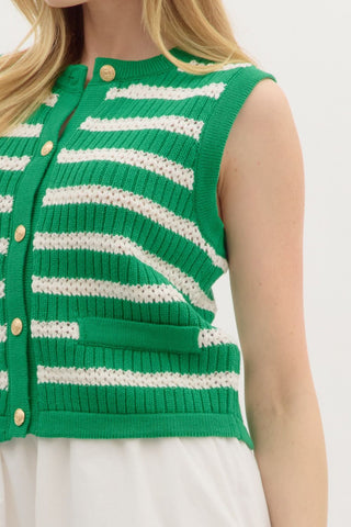 Green Stripe Sweater Vest