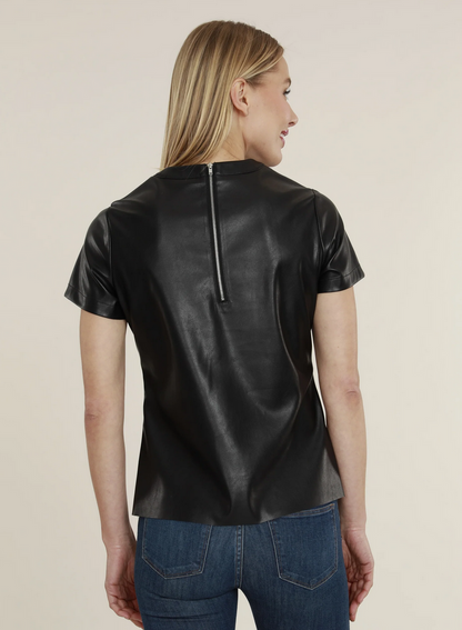 Black Faux Leather SS Tee