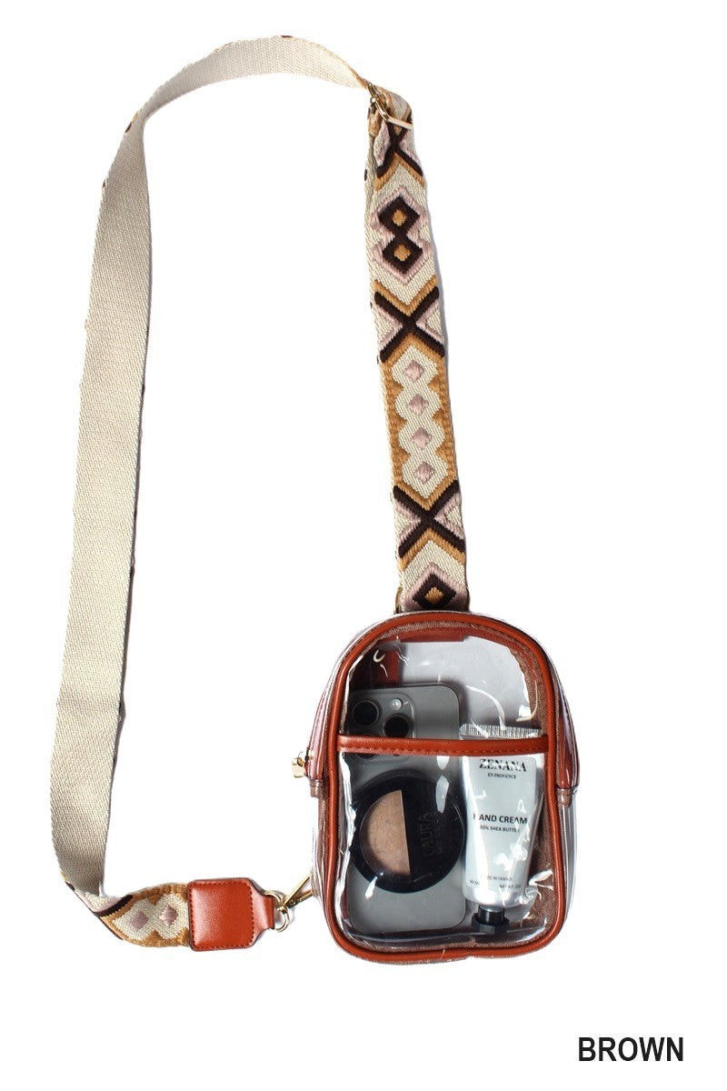 Clear Sling Bag w/Guitar Strap