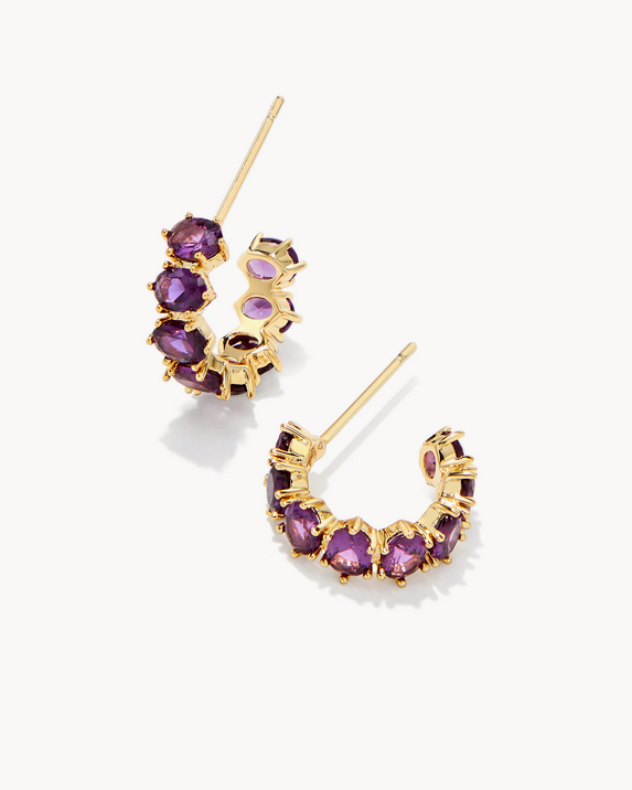 Kendra Scott Cailin Crystal Huggie Earring Gold - Purple