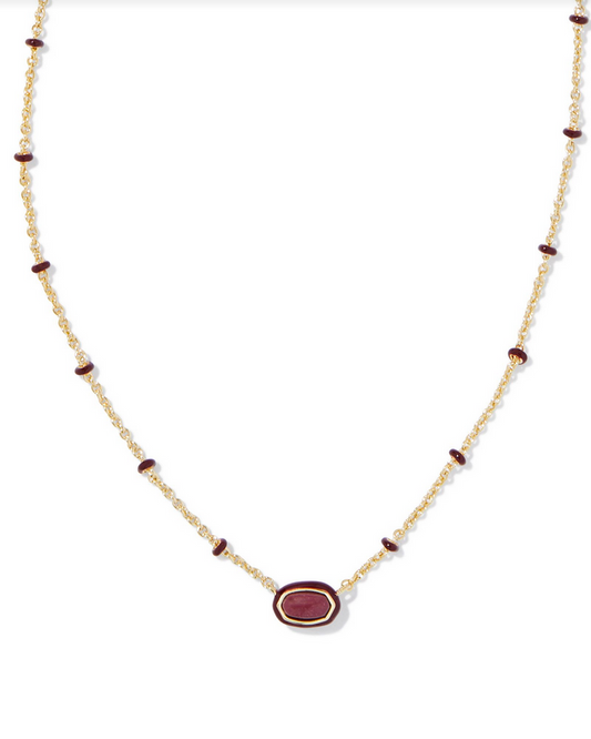 Kendra Scott Mini Elisa Enamel Frame Pendant Gold Maroon Magnesite