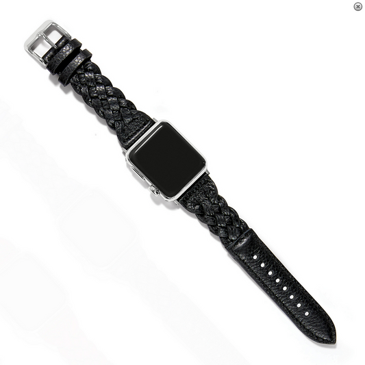 Brighton Sutton Braided Leather Watch Band Black