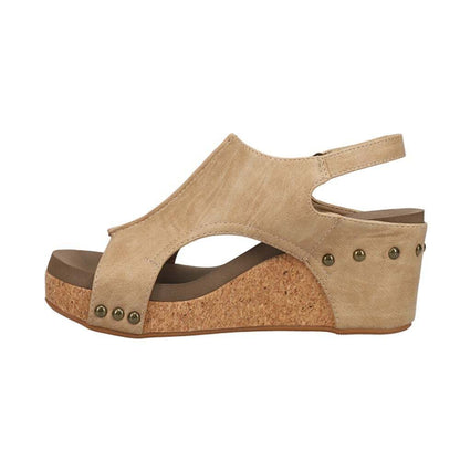 Corkys Carley Taupe Smooth Wedge