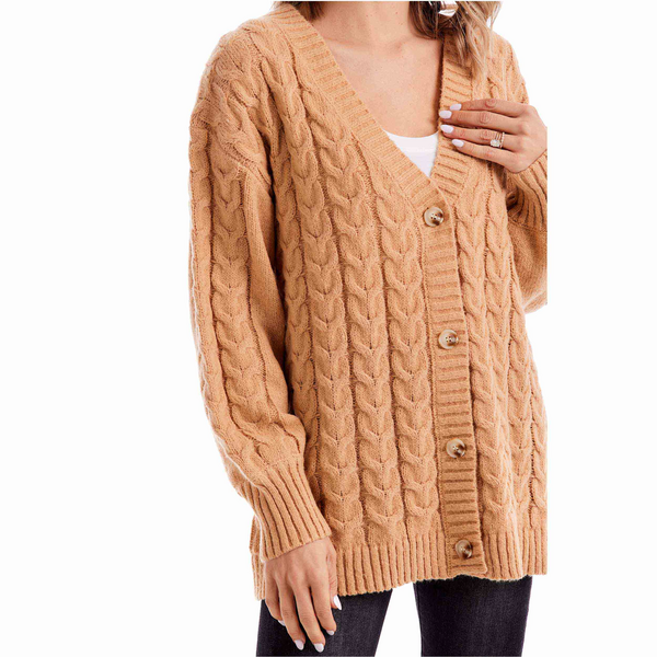 Tan Vivia Textured Cardigan