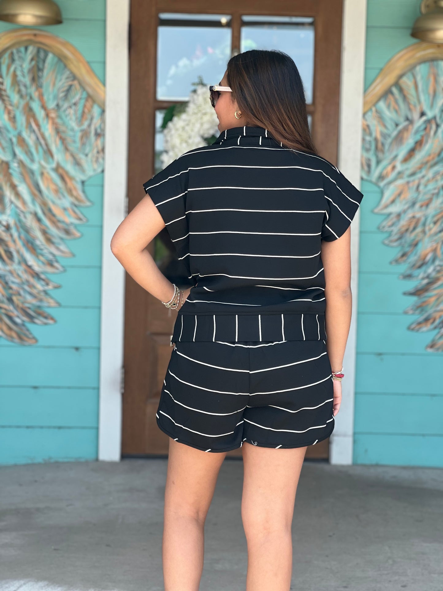 Black & White Striped Shorts