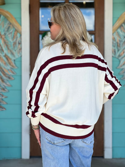 Queen of Sparkles Maroon & White A&M Reveille Sweater