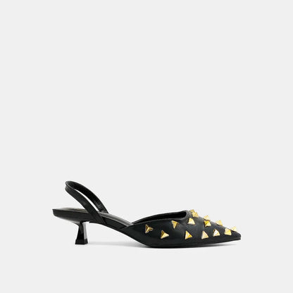 ShuShop Octavia Studded Black Kitten Heel