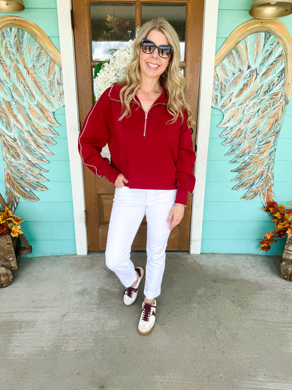 Maroon Madi Half Zip Pullover