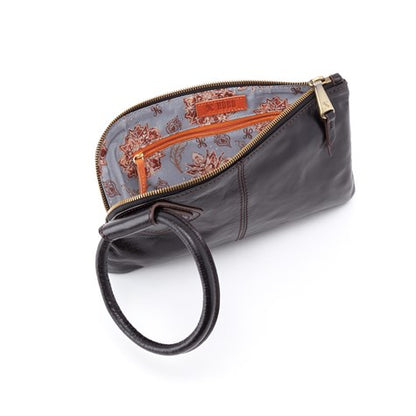 Hobo Sable Black Leather Wristlet