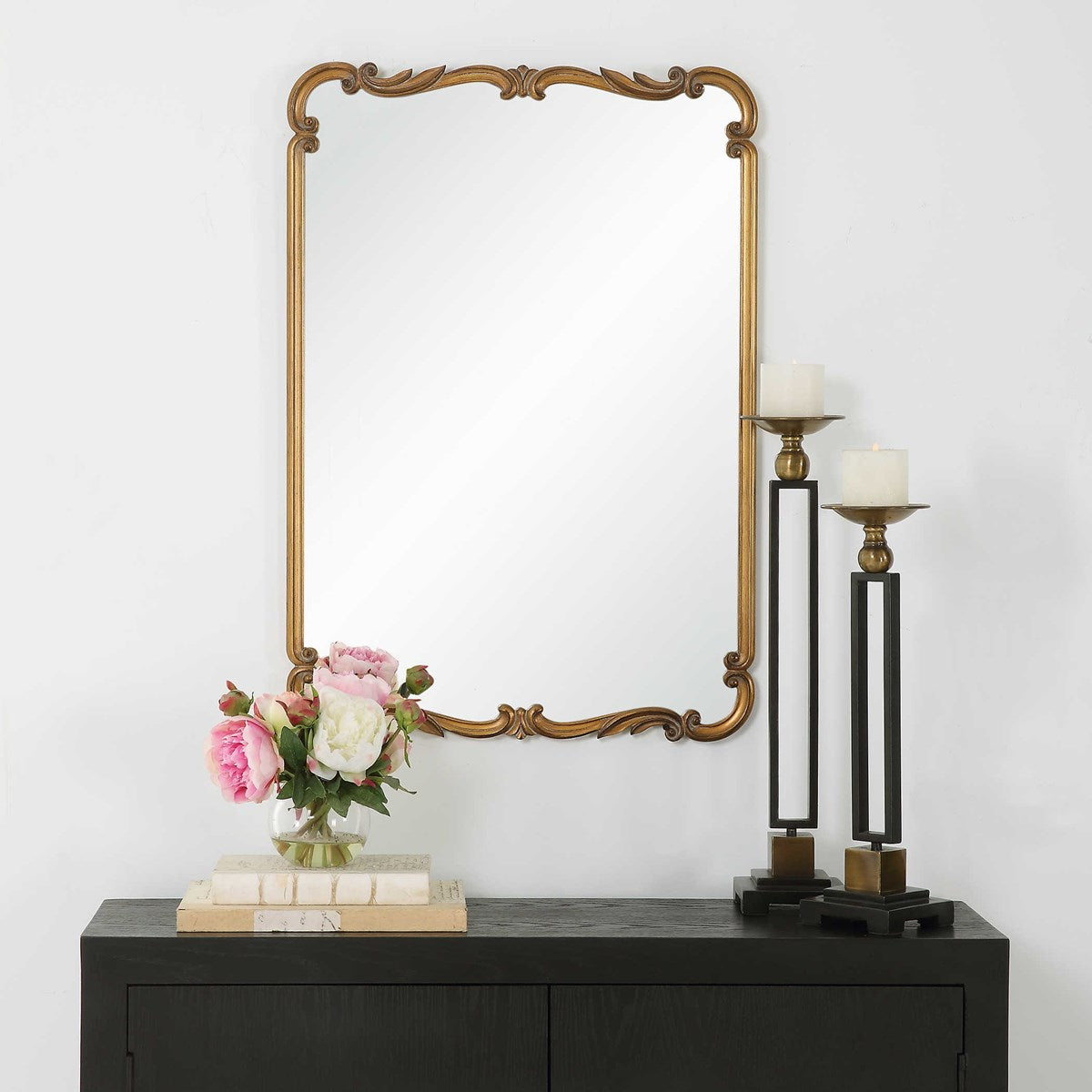 Embellished Top/Bottom Gold Mirror 22x32in