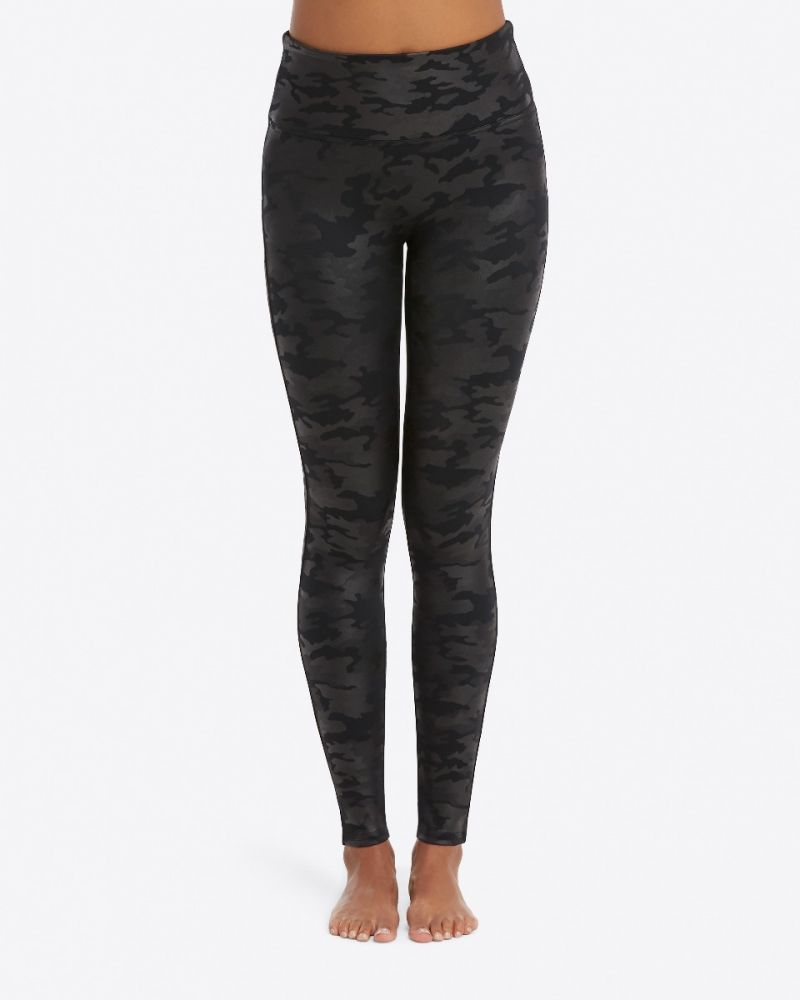 Spanx Faux Leather Leggings - Matte Black Camo